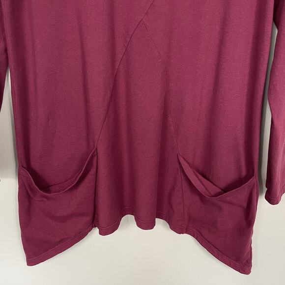 Cut Loose Tunic Top Women’s XL Burgundy Stretch Minimalist Lagenlook Pockets USA - Picture 5 of 10